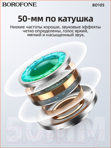 Изображение товара Наушники-гарнитура Borofone BO105 (черный)