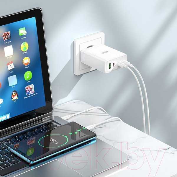 Изображение товара Зарядное устройство сетевое Hoco N31 + кабель Type-C to Type-C (белый)