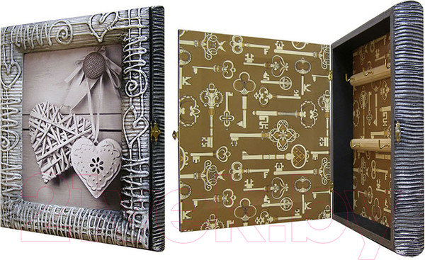 Изображение товара Ключница настенная Декарт Плетеное белое сердце 8Л0650