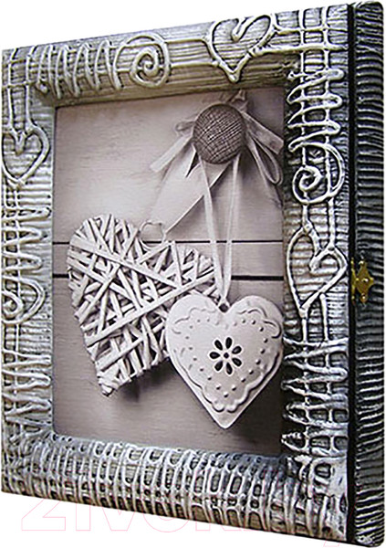 Изображение товара Ключница настенная Декарт Плетеное белое сердце 8Л0650