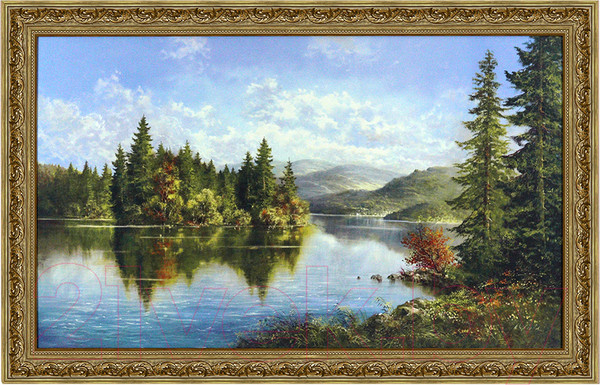 Изображение товара Картина Декарт Река в хвойном лесу 8Л2546 (в раме)