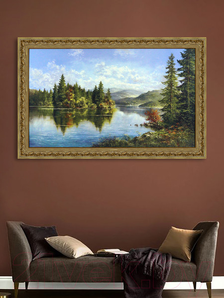 Изображение товара Картина Декарт Река в хвойном лесу 8Л2546 (в раме)