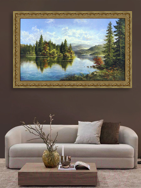 Изображение товара Картина Декарт Река в хвойном лесу 8Л2546 (в раме)