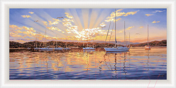 Изображение товара Картина Декарт Корабли на закате 8Л3659 (в раме)