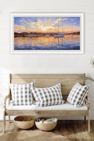 Изображение товара Картина Декарт Корабли на закате 8Л3659 (в раме)