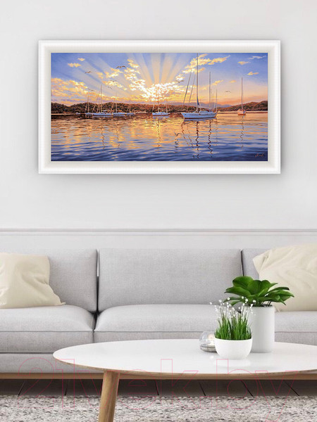 Изображение товара Картина Декарт Корабли на закате 8Л3659 (в раме)