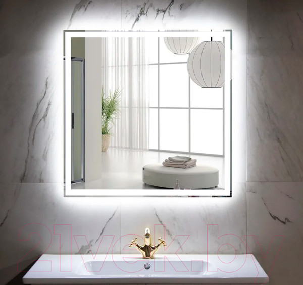 Изображение товара Зеркало Пекам Greta 60x60 / greta-60x60B (с подсветкой и бесконтактным сенсором)