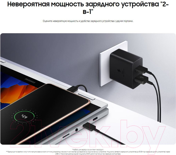 Изображение товара Адаптер питания сетевой Samsung EP-TA220NBEGRU (черный)