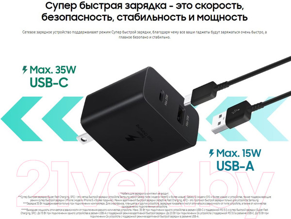 Изображение товара Адаптер питания сетевой Samsung EP-TA220NBEGRU (черный)