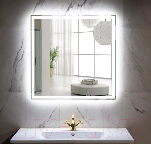 Изображение товара Зеркало Пекам Greta 80x80 / greta-80x80B (с подсветкой и бесконтактным сенсором)