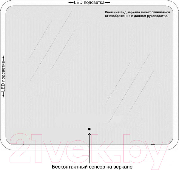 Изображение товара Зеркало Пекам Greta 80x80 / greta-80x80B (с подсветкой и бесконтактным сенсором)