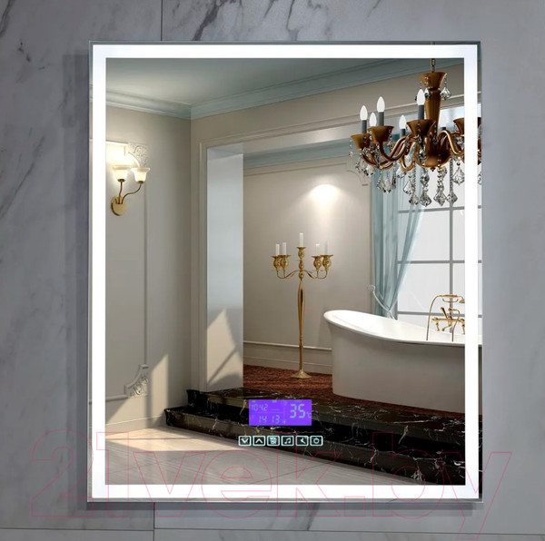 Изображение товара Зеркало Пекам Greta 80x90 / greta-80x90M (с подсветкой и многофункциональной панелью)