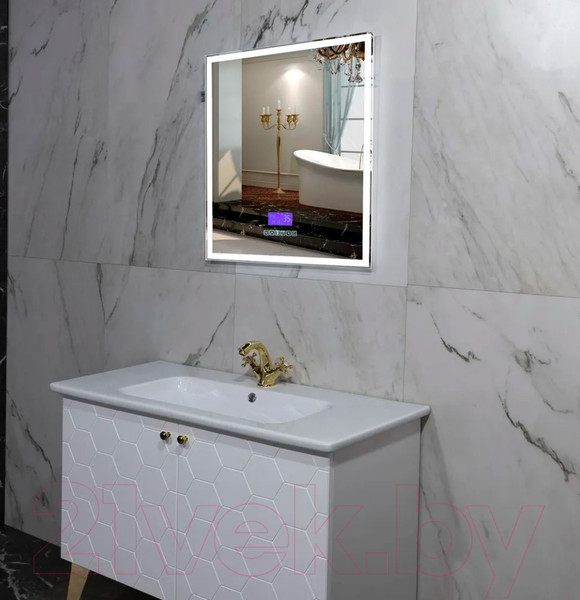 Изображение товара Зеркало Пекам Greta 80x90 / greta-80x90M (с подсветкой и многофункциональной панелью)