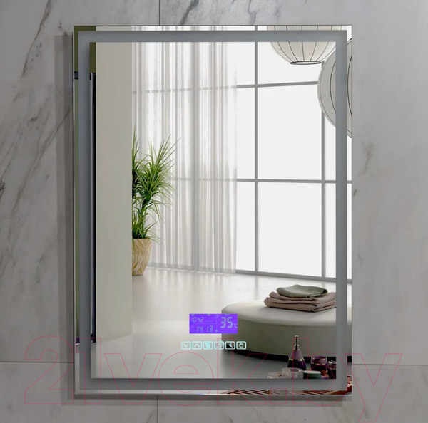 Изображение товара Зеркало Пекам Greta 80x90 / greta-80x90MP (с подсветкой, с многофункциональной панелью, подогрев)