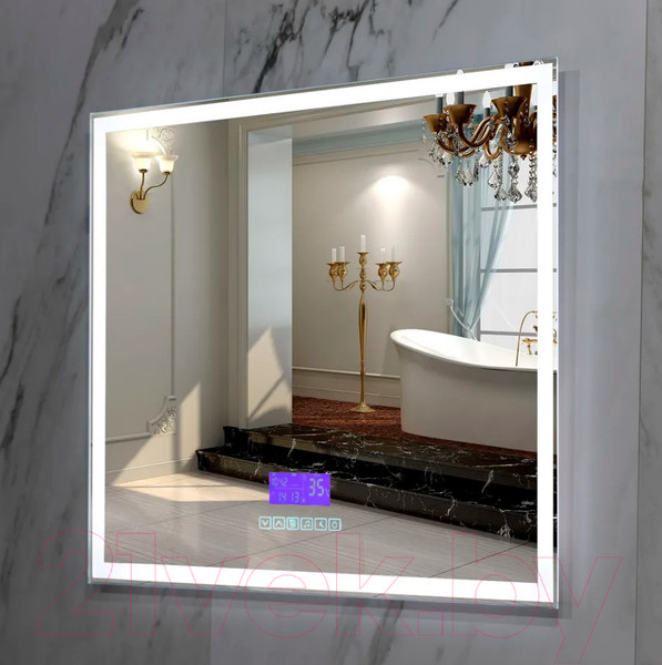 Изображение товара Зеркало Пекам Greta 90x80 / greta-90x80M (с подсветкой, с многофункциональной панелью)