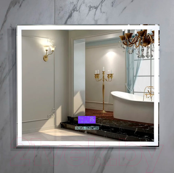 Изображение товара Зеркало Пекам Greta 90x80 / greta-90x80M (с подсветкой, с многофункциональной панелью)