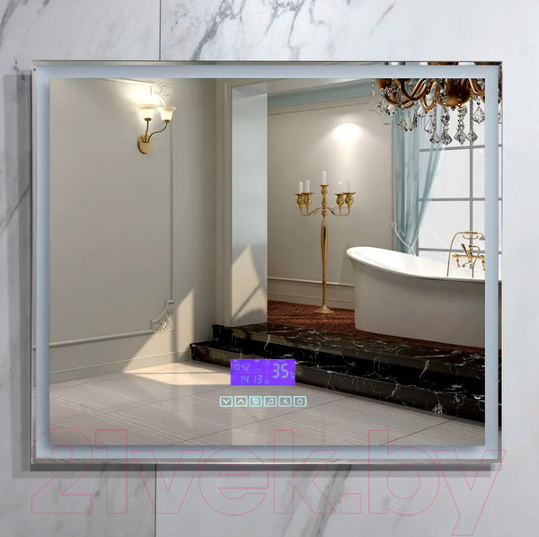 Изображение товара Зеркало Пекам Greta 90x80 / greta-90x80M (с подсветкой, с многофункциональной панелью)