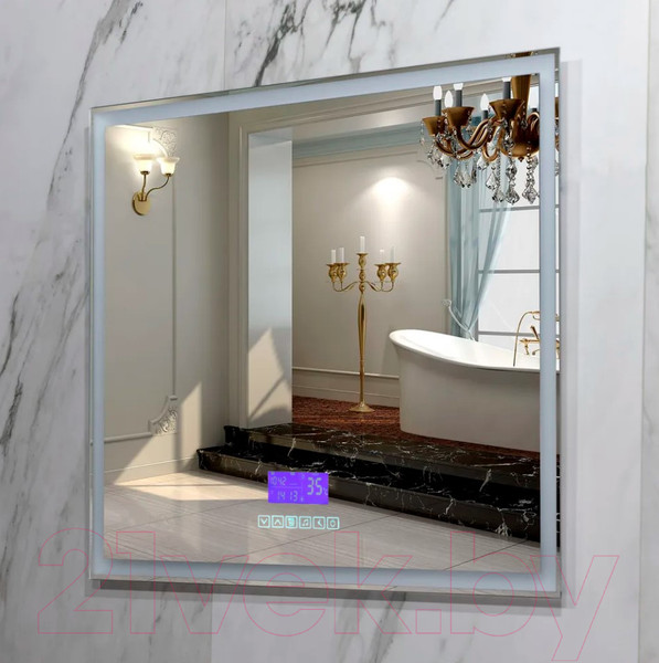 Изображение товара Зеркало Пекам Greta 90x80 / greta-90x80M (с подсветкой, с многофункциональной панелью)