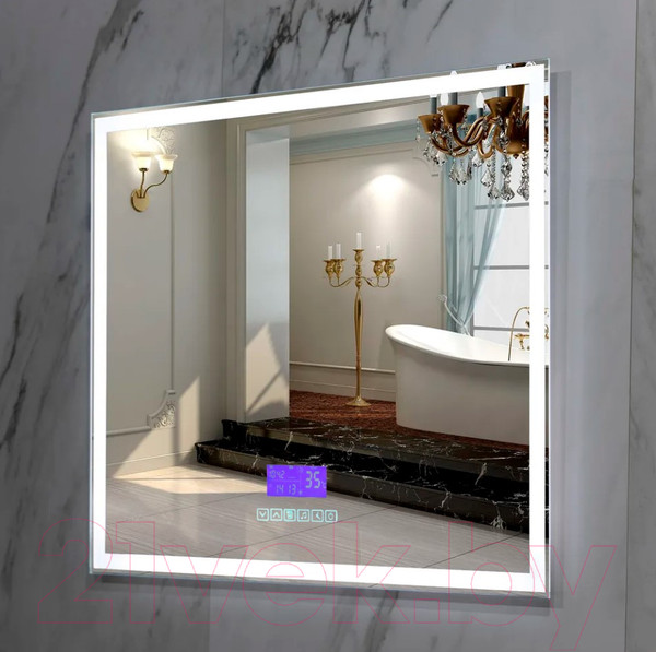 Изображение товара Зеркало Пекам Greta 90x80 / greta-90x80MP (с подсветкой, с многофункциональной панелью, подогрев)