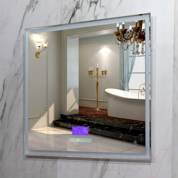 Изображение товара Зеркало Пекам Greta 90x80 / greta-90x80MP (с подсветкой, с многофункциональной панелью, подогрев)