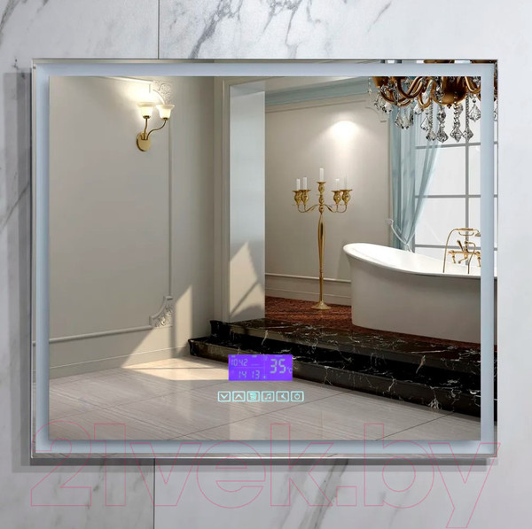 Изображение товара Зеркало Пекам Greta 90x80 / greta-90x80MP (с подсветкой, с многофункциональной панелью, подогрев)