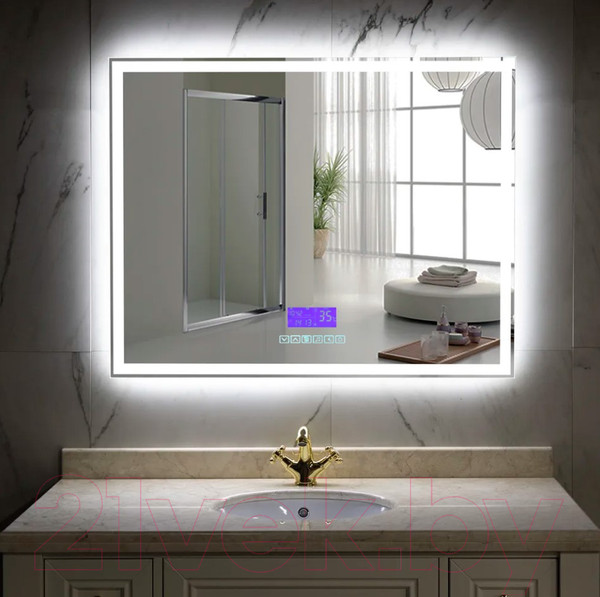 Изображение товара Зеркало Пекам Greta 100x80 / greta-100x80MP (с подсветкой, с многофункциональной панелью, подогрев)