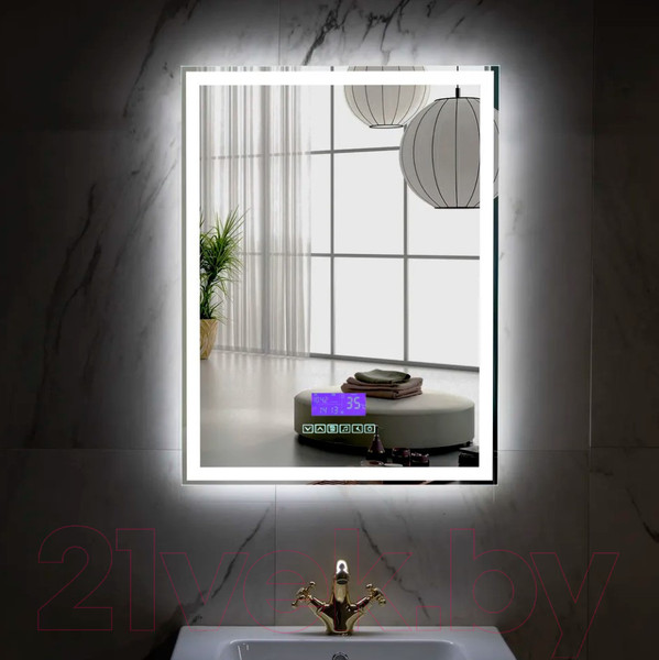 Изображение товара Зеркало Пекам Greta 80x100 / greta-80x100MP (с подсветкой, с многофункциональной панелью, подогрев)
