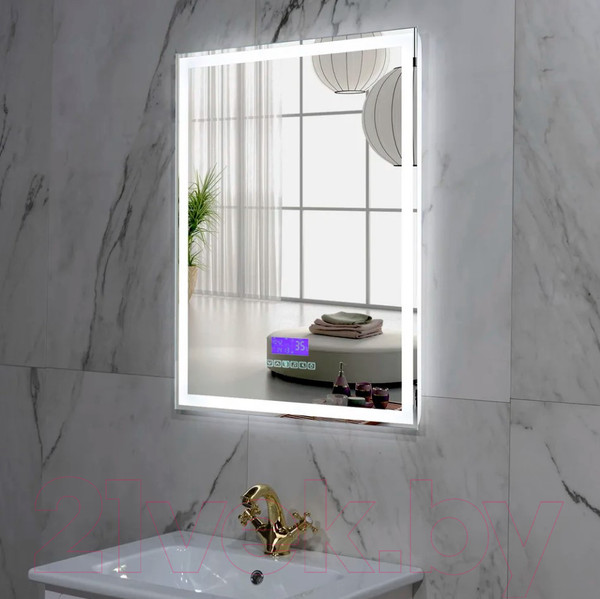 Изображение товара Зеркало Пекам Greta 80x100 / greta-80x100MP (с подсветкой, с многофункциональной панелью, подогрев)