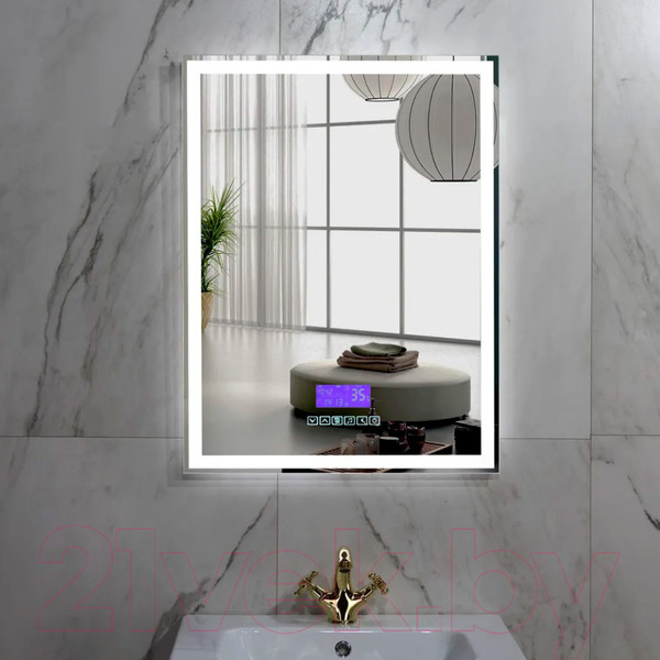 Изображение товара Зеркало Пекам Greta 80x100 / greta-80x100MP (с подсветкой, с многофункциональной панелью, подогрев)