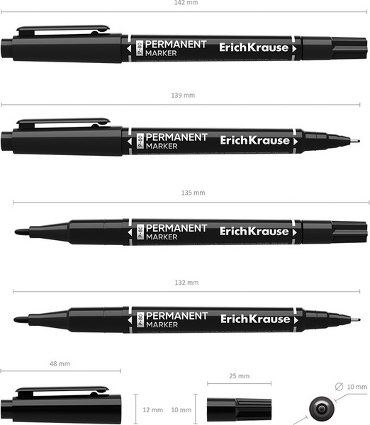 Изображение товара Маркер перманентный Erich Krause Double P-80 / 48183 (черный)