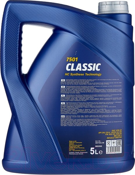 Изображение товара Моторное масло Mannol Classic 10W40 SN/CH-4 / MN7501-5 (5л)
