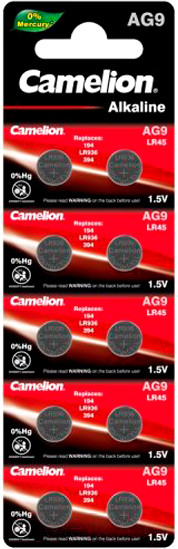 Изображение товара Комплект батареек Camelion АG9-BP10 Mercury Free / 12817