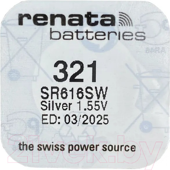 Изображение товара Батарейка Renata SR321/SR616SW 1.55V 13mAh 6.8x1.6mm