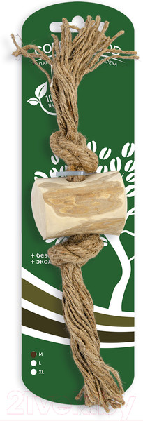 Изображение товара Игрушка для собак Coffee Wood Бочонок на веревке / TUG/CW-M