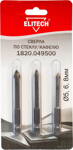 Изображение товара Набор сверл Elitech 1820.049500 (3шт)