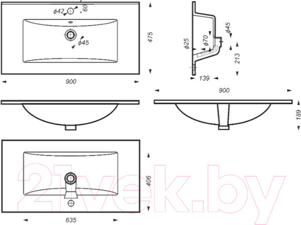 Изображение товара Умывальник Sanita Quadro 90 QDR90SLWB01