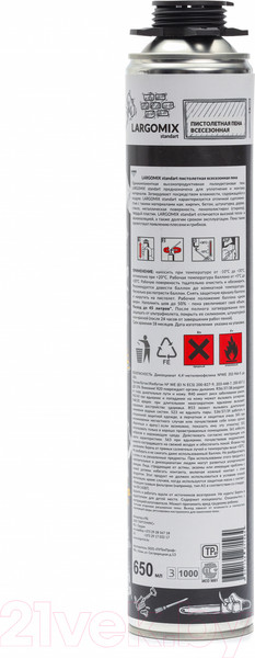 Изображение товара Пена монтажная Largomix Standart пистолетная 650 мл