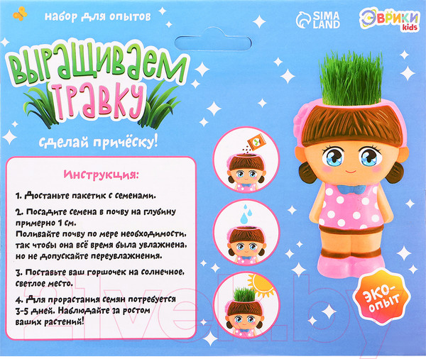Изображение товара Набор для выращивания растений Эврики Весёлые прически, выращиваем травку / 7384557
