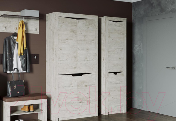 Изображение товара Шкаф-пенал Мебельград Соренто 60x38.5x210 (дуб бонифаций/кофе структурный матовый)