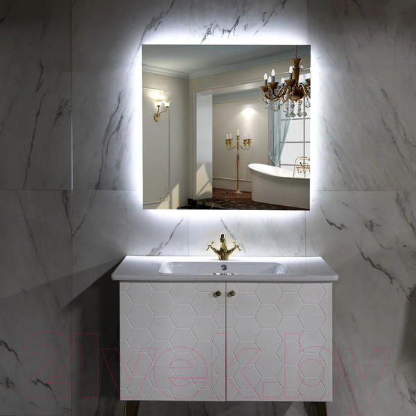 Изображение товара Зеркало Пекам Greta Fly 60x60 / GretaFly-60x60B (с подсветкой и бесконтактным сенсором)