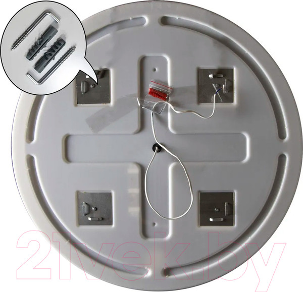 Изображение товара Зеркало Пекам Ring Fly 90x90 / RingFly-90x90spcl (с подсветкой, с сенсором, подогревом, часами)