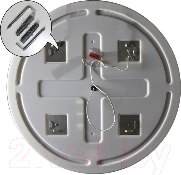 Изображение товара Зеркало Пекам Ring 90x90 / Ring-90x90spcl (с подсветкой, с сенсором, подогревом, часами)