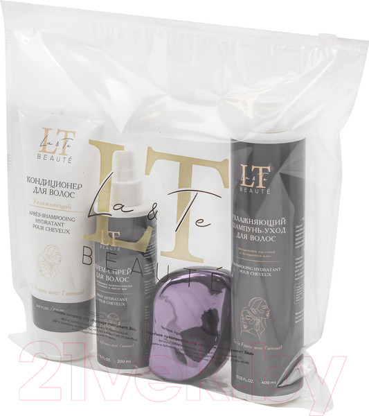 Изображение товара Набор косметики для волос La and Te beaute Шампунь+Кондиционер+Спрей+Расческа LT-27