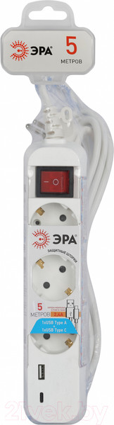 Изображение товара Удлинитель ЭРА UB-3es-5m-USB / Б0052899