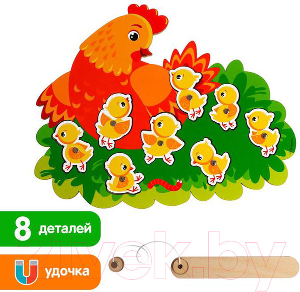 Изображение товара Развивающий игровой набор Лесная мастерская Магнитная рыбалка. Курочка с цыплятами / 4276374