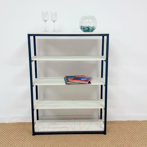 Изображение товара Стеллаж Millwood Лофт CH-5 90x30x110 (дуб белый Craft/металл черный)