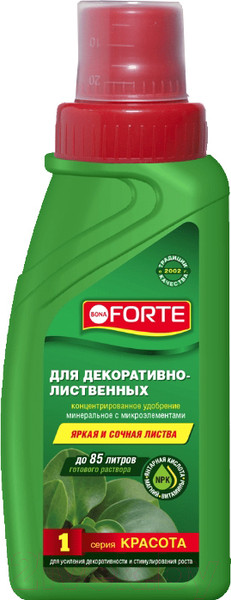 Изображение товара Удобрение Bona Forte Жидкое комплексное для декоративно-лиственных растений (285мл)