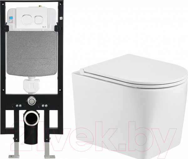 Изображение товара Унитаз подвесной с инсталляцией WeltWasser Amberg 497 + Nesenbach 004 GL-WT + Amberg RD-WT