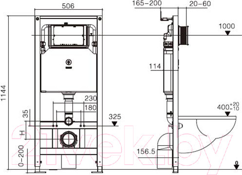 Изображение товара Унитаз подвесной с инсталляцией WeltWasser Amberg 506 ST + Nesenbach 004 GL-WT + Amberg RD-BL