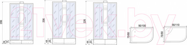 Изображение товара Душевая кабина RIVER Nara Б/К 100/70/24 МТ L